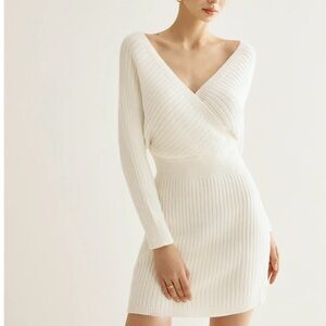 Criss Cross White Sweater Dress